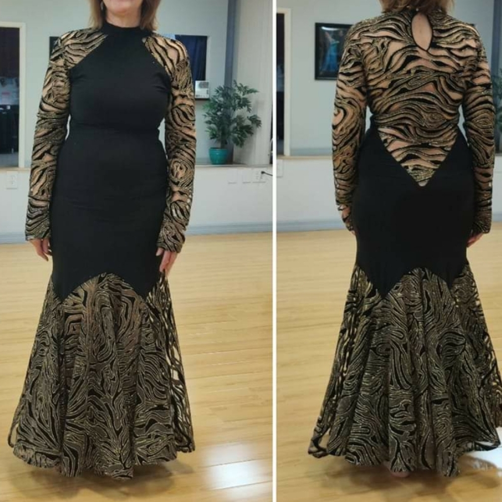 Animal print lace evening gown